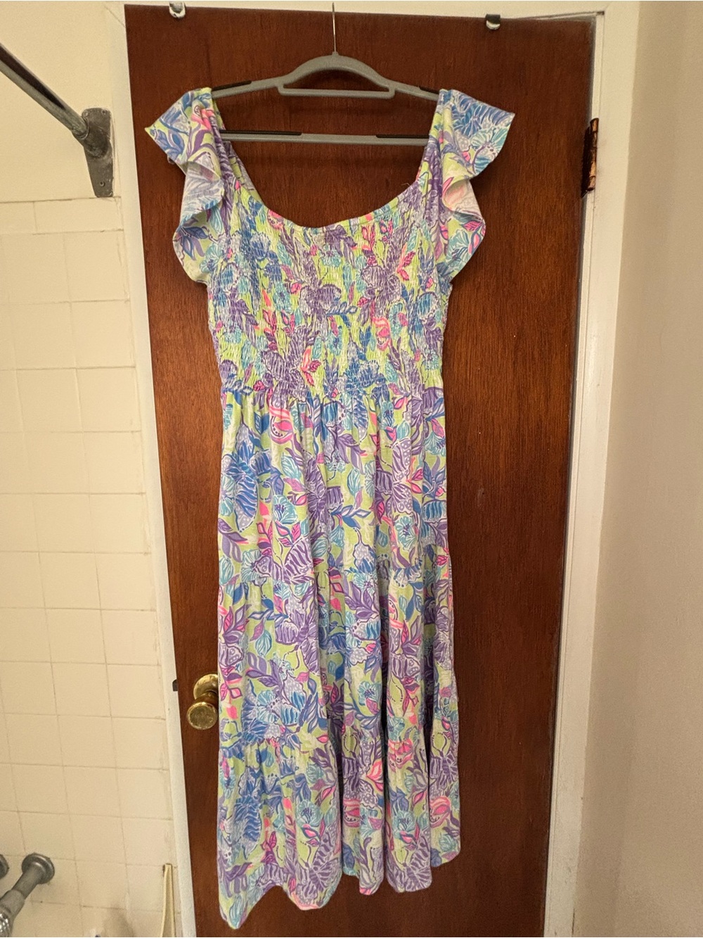Lilly Pulitzer Pastel Floral Midi Dress - Lavender, Blue, Pink, Yellow